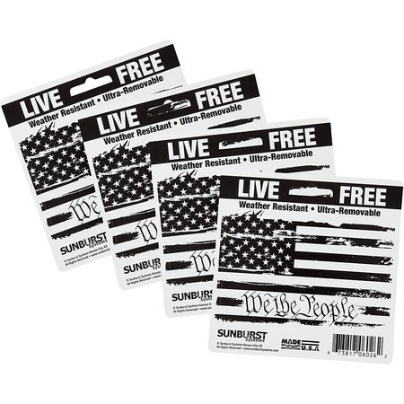 SUNBURST SYSTEMS Decal We The People Flag 3 in x 4.5 in, 4-Pack PK 6126